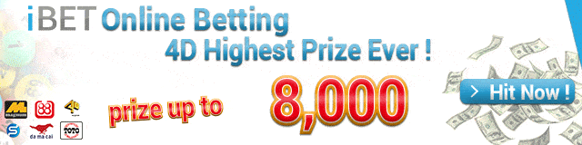 Up to 8000 prize per RM 1 bet, Play Online 4D Malaysia Betting in iBET 4D 