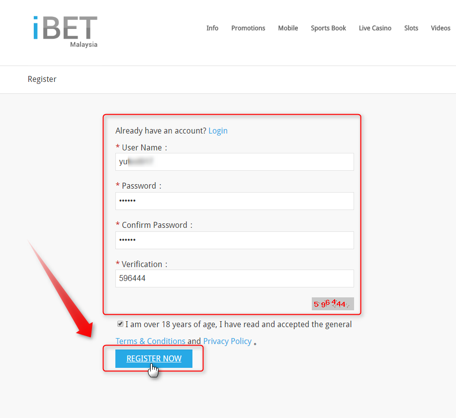 On register page, fill in your User Name、Password and Confirm Password，then fill in your full name, and fill in the verification code to complete the step, then just click ’’Register Now’’ at the bottom.