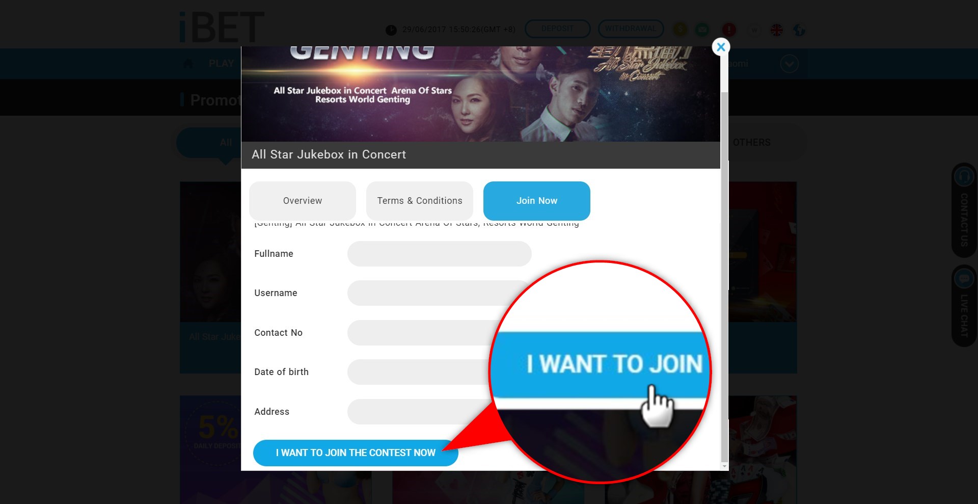 How to Join iBET Concert Lucky draw in 4D result-step5